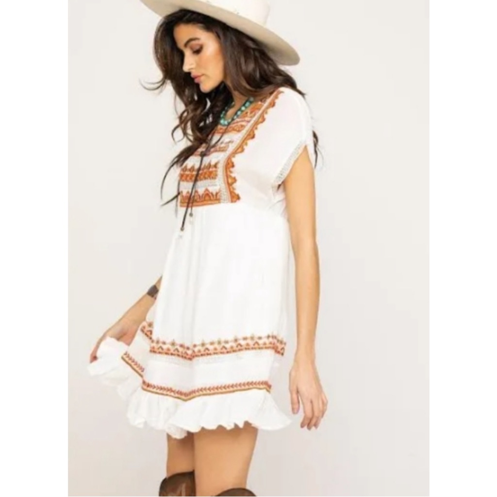 Free People Sunrise Wanderer Mini Dress Ivory